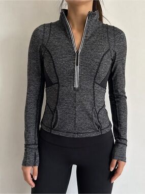 Lululemon Athletica Rulu Pacesetter Half-Zip Pullover in Heathered Gray - 8
